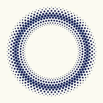 Halftone circle made by flat hexagons. Geometric. Stock Illustration