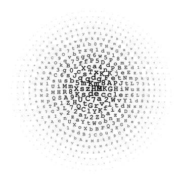 Halftone circle made of letters and digits Stockillustratie