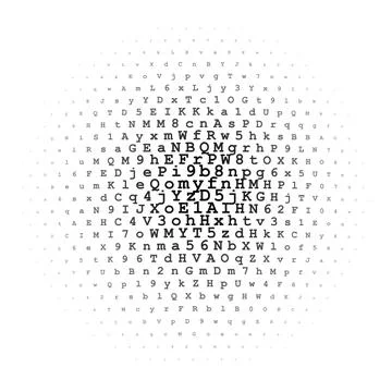 Halftone circle made of letters and digits Stockillustratie