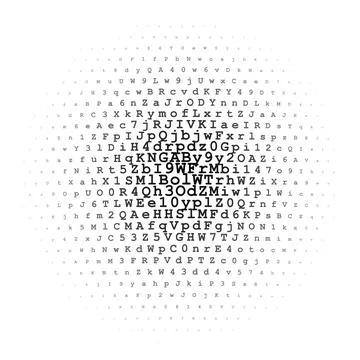 Halftone circle made of letters and digits Stockillustratie