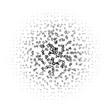 Halftone circle made of letters and digits Stockillustratie