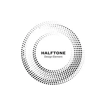 Halftone circle pattern border frame of black dots Stock Illustration