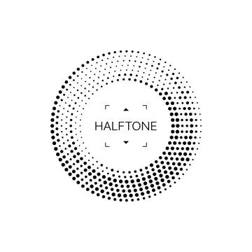 Halftone circle pattern border or round frame Illustrazione stock
