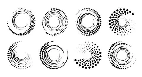Halftone circle patterns, borders or frames 스톡 일러스트