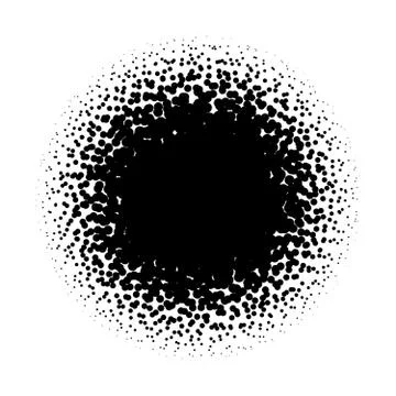Halftone circle of random sprayed black dots. Vector illustration on white Stock Illustration