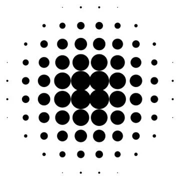 Halftone circles, halftone dots pattern. Monochrome half-tone Illustrazione stock