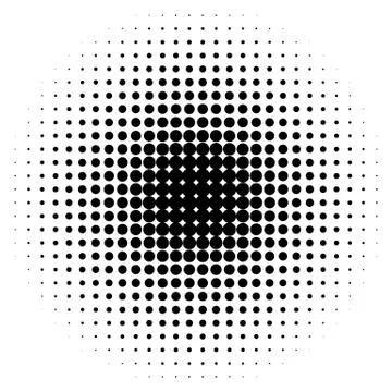 Halftone circles, halftone dots pattern. Monochrome half-tone Stock Illustration