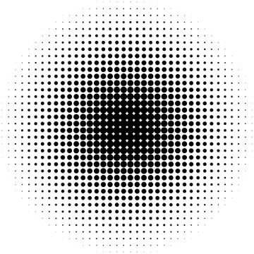 Halftone circles, halftone dots pattern. Monochrome half-tone Stock Illustration