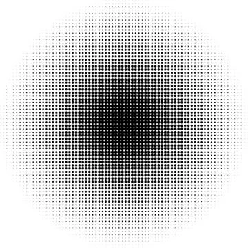 Halftone circles, halftone dots pattern. Monochrome half-tone Illustrazione stock