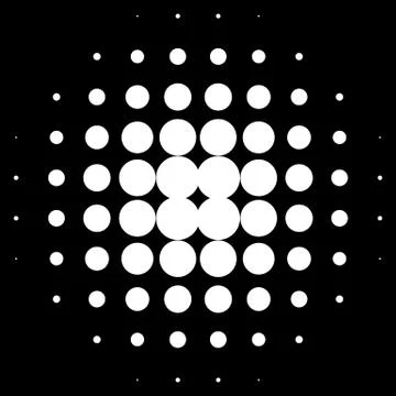 Halftone circles, halftone dots pattern. Monochrome half-tone Illustrazione stock