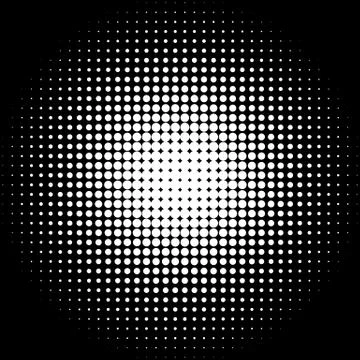 Halftone circles, halftone dots pattern. Monochrome half-tone Stock Illustration