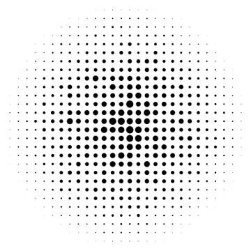 Halftone circles, halftone dots pattern. Monochrome half-tone Stock Illustration