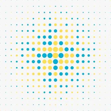 Halftone circular abstract background pattern with yellow and blue color Stock Illustration