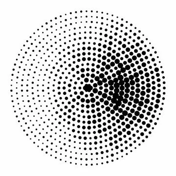 Halftone circular dot pattern. Concentric rings of varying black dots creat.. Stock Illustration