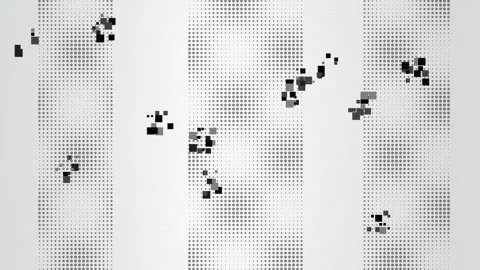 Halftone circular dots and floating square particles seamless loop Stock Footage 344632966