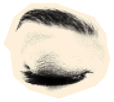Halftone Closed Eye with Eyebrow Stock Illustration