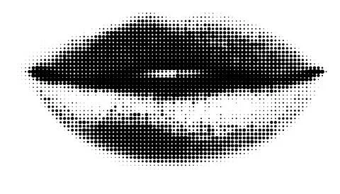 Halftone Closed Lips in Neutral Expression Stock Illustration