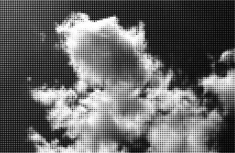 Halftone clouds and sky. Retro dotted texture. Vintage pop art style Illustrazione stock