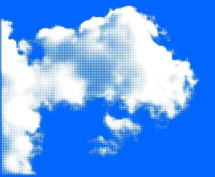 Halftone Clouds on Blue Sky Background Stock Illustration