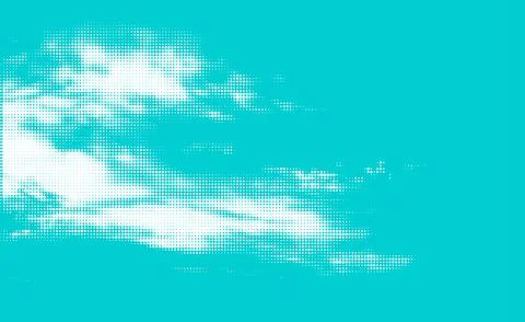 Halftone Clouds on Blue Sky Background Stock Illustration