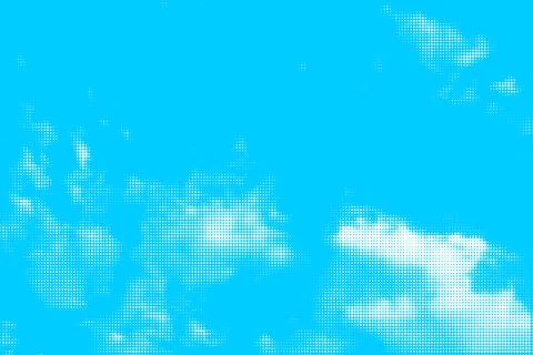Halftone Clouds on Blue Sky Background Illustrazione stock
