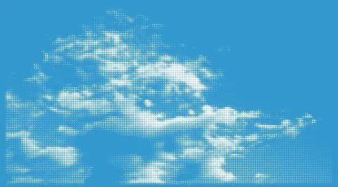 Halftone Clouds on Blue Sky Background Illustrazione stock