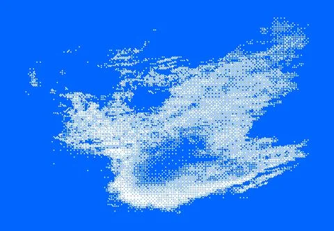 Halftone Clouds on Blue Sky Background Illustrazione stock
