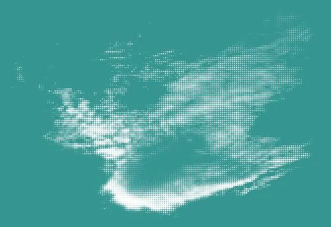 Halftone Clouds on Blue Sky Background Illustrazione stock