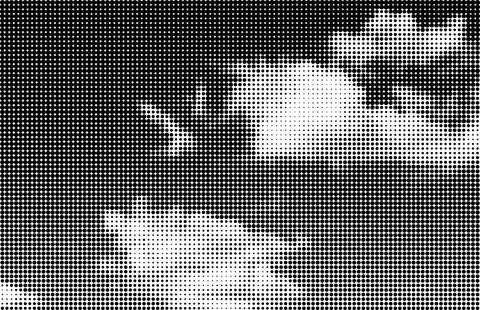 Halftone clouds with vintage dot effect. Vintage pop art style with dotted .. 스톡 일러스트