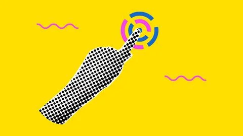 Halftone Collage business theme pop art style. Illustrazione stock