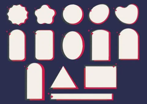 Halftone collage text boxes set. Speech bubbles collection. Various geometr.. Stock Illustration