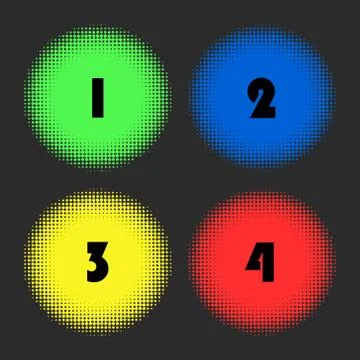 Halftone color circle background set Stock Illustration