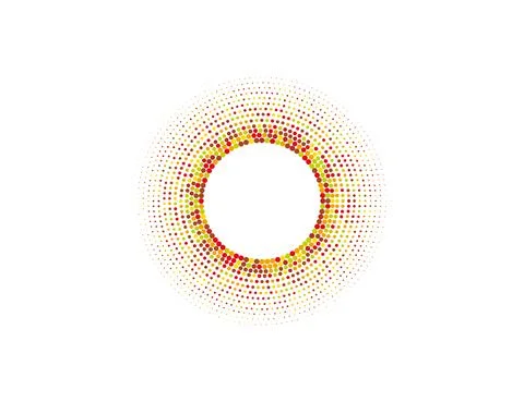 Halftone color dots in circle form, logo. Vector illustration. イラスト素材