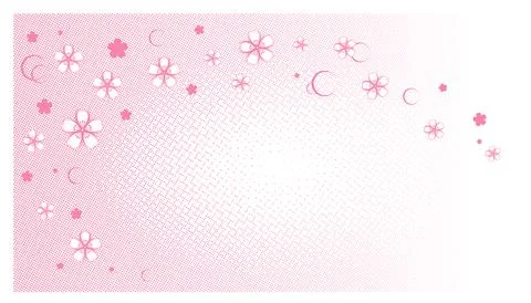 Halftone colored pink background with sakura flowers in manga and comic style Stock Illustration