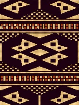 Halftone colorful seamless retro pattern aboriginal brown check square geomet Stockillustratie