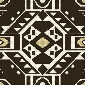 Halftone colorful seamless retro pattern aboriginal polygon square cross tria Stock Illustration