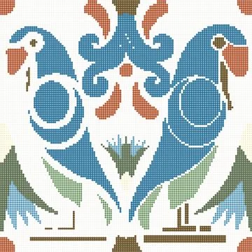 Halftone colorful seamless retro pattern animal bird parrot flower 스톡 일러스트