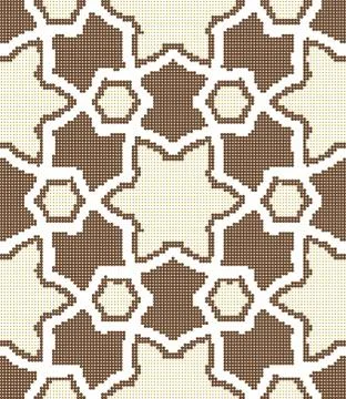 Halftone colorful seamless retro pattern brown yellow Islamic star polygon ge Illustrazione stock