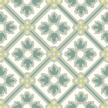 Halftone colorful seamless retro pattern light green check cross flower Stock Illustration