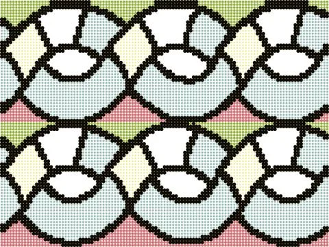 Halftone colorful seamless retro pattern gene curve spiral cross geometry Illustrazione stock