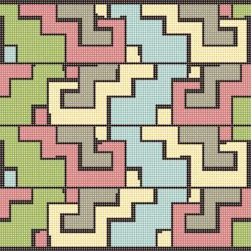 Halftone colorful seamless retro pattern geometry ladder blocks assembling Stock Illustration