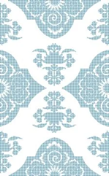 Halftone colorful seamless retro pattern oriental China blue spiral vine flow Illustrazione stock