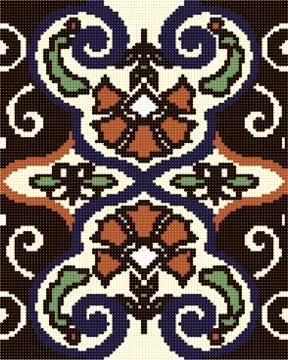 Halftone colorful seamless retro pattern oriental Chinese spiral nature butte Stock Illustration