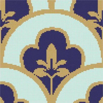 Halftone colorful seamless retro pattern round curve scale golden line flower Stock Illustration