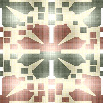 Halftone colorful seamless retro pattern square cross flower geometry Stock Illustration