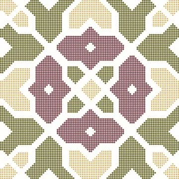 Halftone colorful seamless retro pattern square star cross geometry kaleidosc Stock Illustration