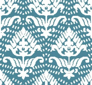 Halftone colorful seamless retro pattern blue dot line curve garden flower 스톡 일러스트