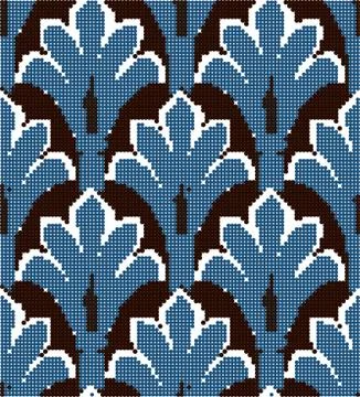 Halftone colorful seamless retro pattern vintage blue nature garden curve lea Stock Illustration