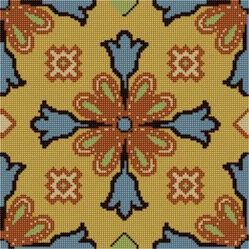 Halftone colorful seamless retro pattern vintage brown blue cross flower kale Stockillustratie