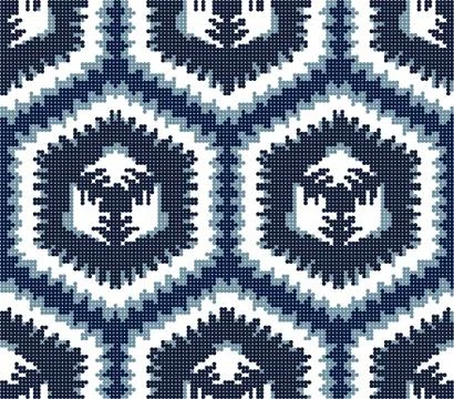Halftone colorful seamless retro pattern blue sawtooth side polygon geometry Stock Illustration